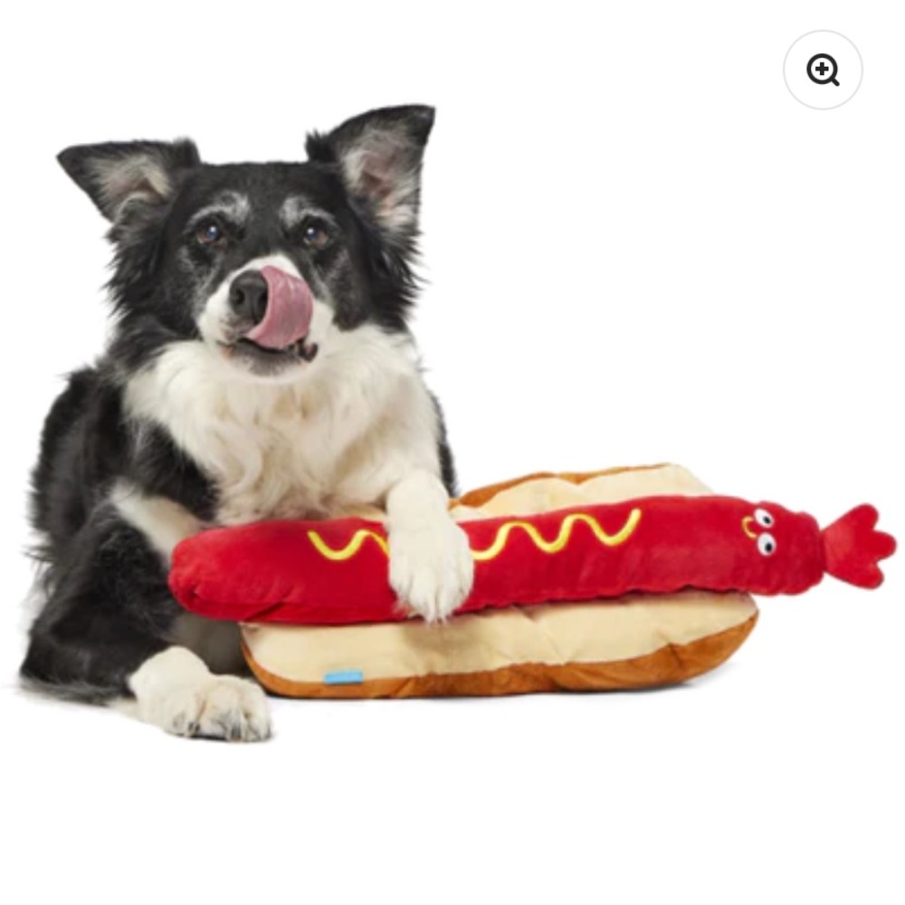 NEW BARK XL HOT DOG TOY FROM SQUEAKAWAY CAMP SERIES OF TOYS❤️OVER 20” LONG❣️